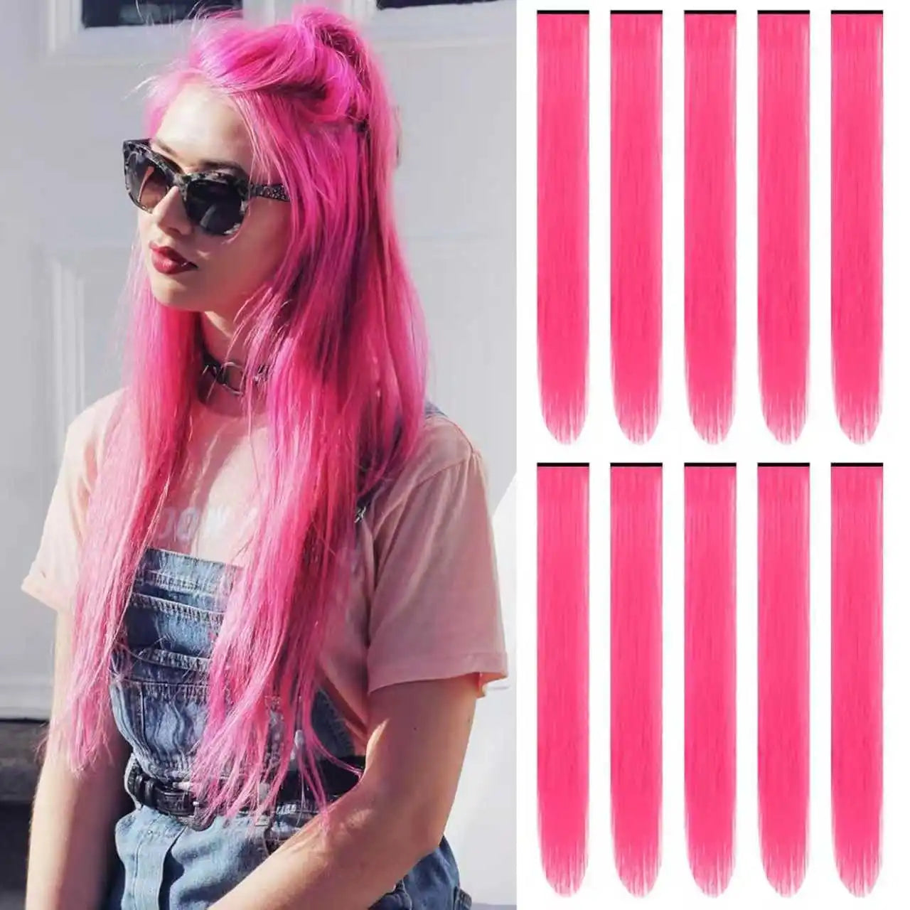 Pastel 22 Inch Colorful Clip In Hair Extensions Long Straight Party Highlights 💖