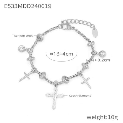 Kawaii Moon & Heart Stainless Steel Charm Bracelet 🌙💖 | Cute Luxury Jewelry Gift for Women 🎁✨
