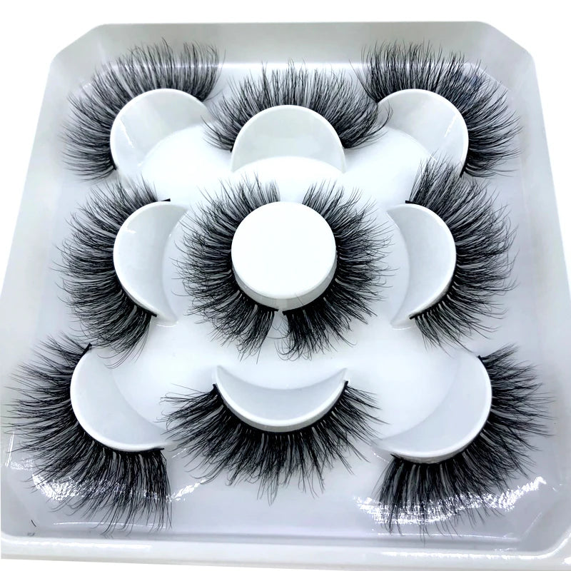 New 5 Pairs 8-25mm Natural 3D False Eyelashes Kit Mink Lashes Full Strip Look Whimsical Cute Glam 🌸✨