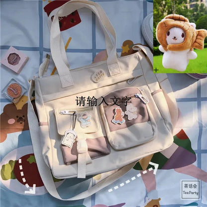 Kawaii Nylon Waterproof Satchel 👜✨ | Adorable Japanese Crossbody Messenger Bag for Students & Girls 🎒💖