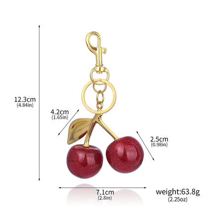 Cute Cherry Charm Keychain 🍒✨ - Kawaii Summer Fruit Pendant for Trendy Bag Accessories 🎒💖