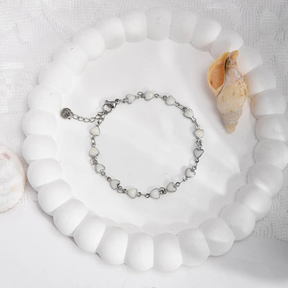 Charming Heart Shaped Chain Bracelet Stainless Steel 14K Plated Chic Jewelry For Women 💗💎✨