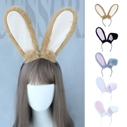 Kawaii Plush Bunny Ears Headband 🐰✨ | Cute Anime Hair Hoop for Cosplay & Daily Wear 🎉💖