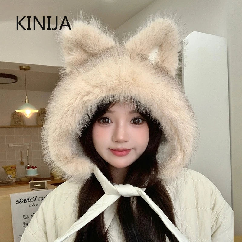 Cozy Winter Beanie For Women Spicy Girl Style Cat Balaclava Hat ❄️🐱 Warmth