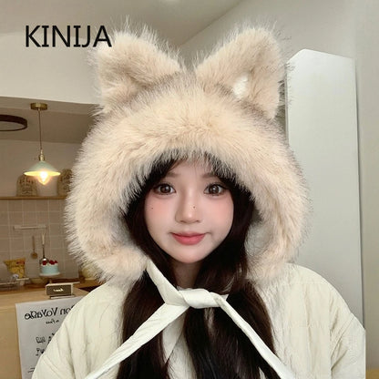 Cozy Winter Beanie For Women Spicy Girl Style Cat Balaclava Hat ❄️🐱 Warmth