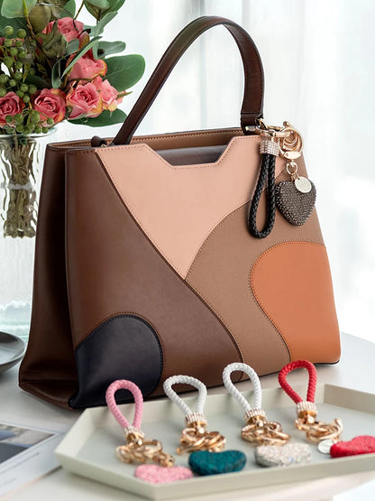 Sweet Heart Diamond Inlay Leather Rope Key Chain For Backpacks 👜💎🎀