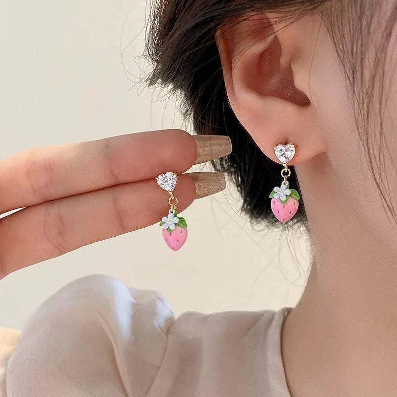 Kawaii Strawberry Drop Earrings 🍓✨ | Adorable Fashion Jewelry for Girls & Women 🎀 | Sweet Gifts & Hot Sale!