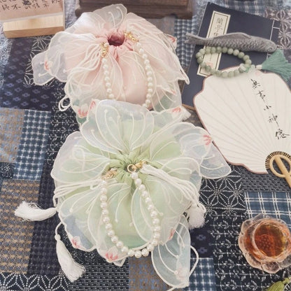 Kawaii Dreamy Lotus Pearl Handbag 🌸✨ | Vintage Hanfu Purse for Sweet Cosplay Princesses 🎀💖