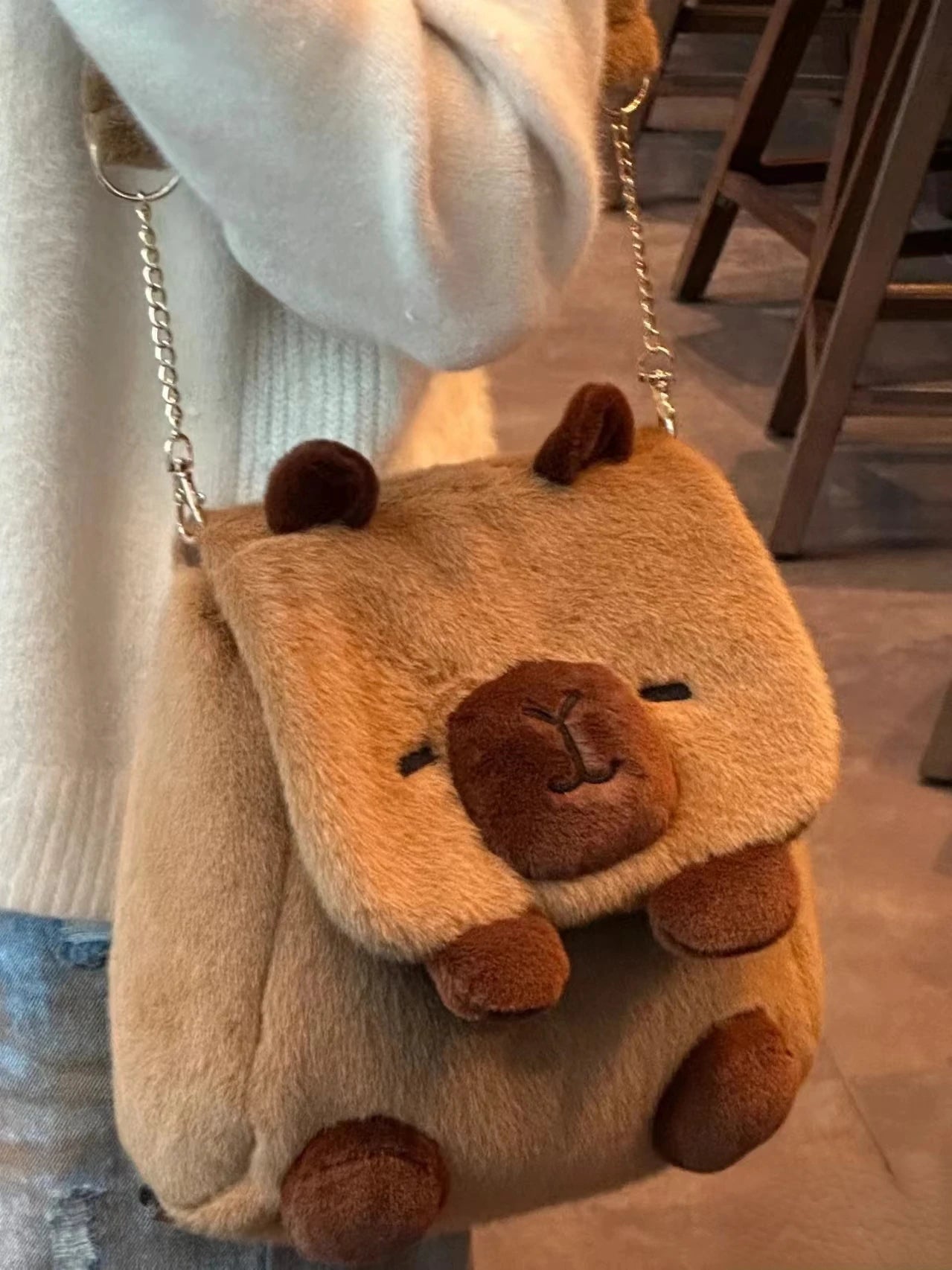 🦙 Cuddly Capybara Backpack 🎒 Fluffy Fun Bag for College Adventures! ✨🐾 - Pixie Quill