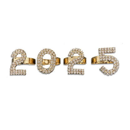 Kawaii 2025 Rhinestone Charm Ring Set 🌟✨ Adorable Women's Copper Accessories for New Year Fun! 💖💍