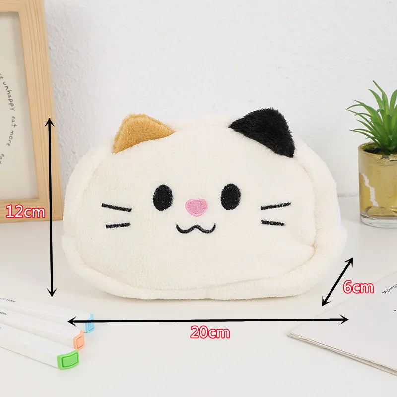 Adorable Kawaii Plush Cat Makeup Organizer 🐱✨ - Fun Cosmetic Storage Bag & Pencil Case for Girls! 🎀🎨