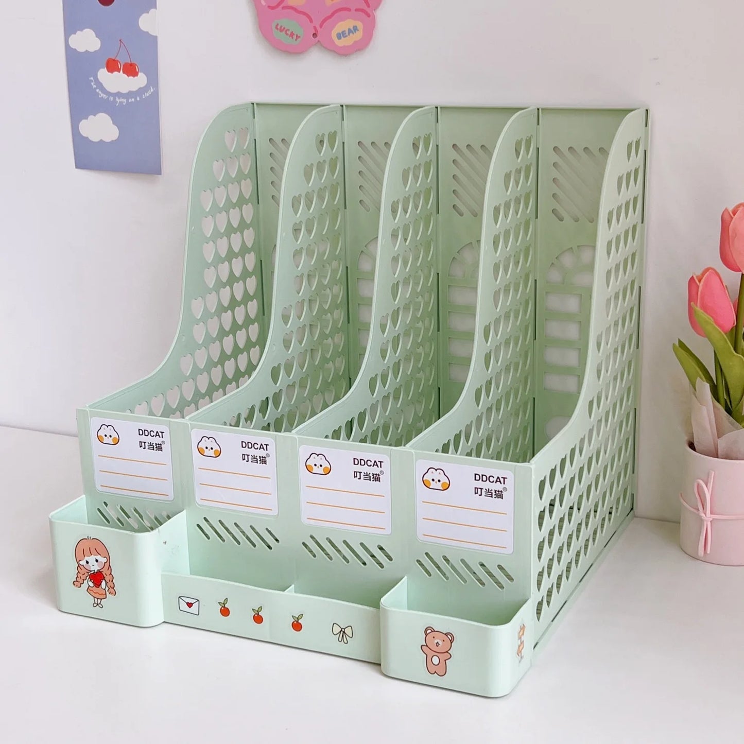 Kawaii Detachable File Storage Box 🌸✨ - Adorable Large Capacity Organizer for Students & Office! 📚💕