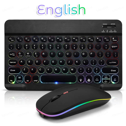 Kawaii Bluetooth Magic: Adorable 7-Color Backlit Keyboard & Silent Mouse for iPad & Tablets 🐾✨💖