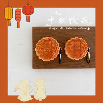 Kawaii Mooncake 3D Earphone Case 🍂🍡 for AirPods Pro 1, 2, & 3 – Soft Silicone Protection Cover 🎧✨
