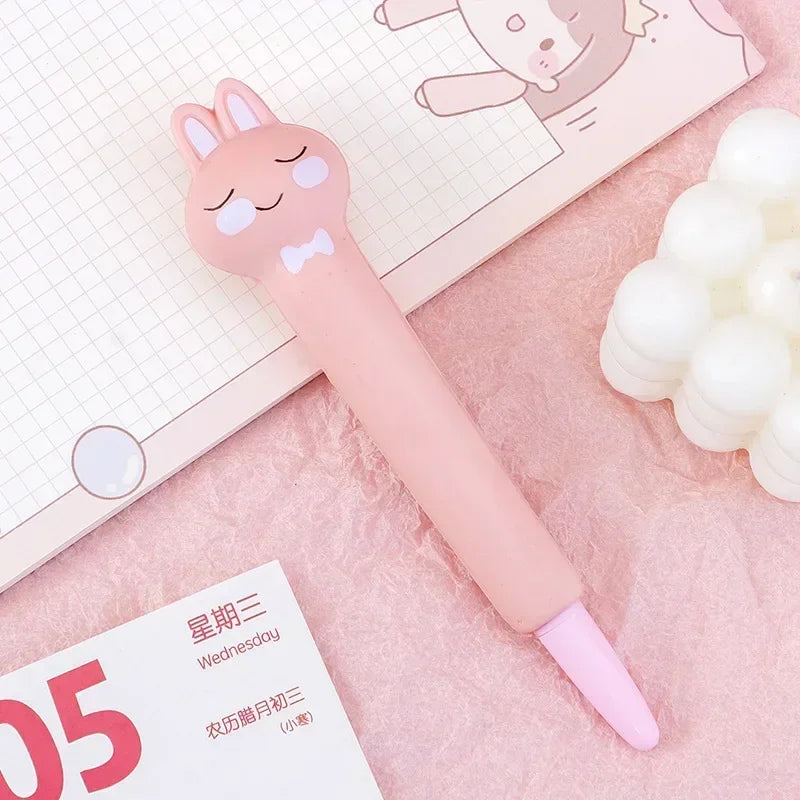 Kawaii 1Pc Adorable Cartoon Fruit Animal Gel Pen 🍓🐻 Soft & Squishy Decompression Stationery for Kids 🎉 0.5mm Fun Writing Tool