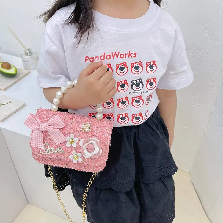 Kawaii Princess Pearl Handbag 👜✨ - Adorable Bow Shoulder Messenger Bag for Kids & Parents! 🌸👧