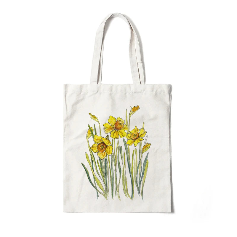 Kawaii Floral Canvas Tote 🌼💖 | Cute Eco-Friendly Shoulder Bag for School & Shopping 🌸✨