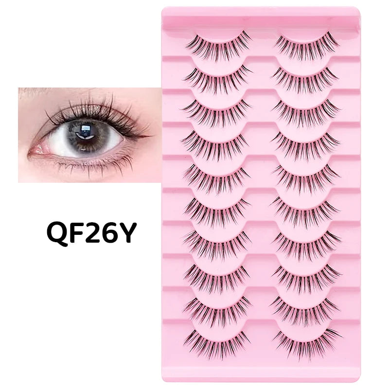 Adorable Manga Style False Eyelashes 10 Pairs Natural Full Strip Lashes For Anime Look Makeup ✨🐰🎀🌸