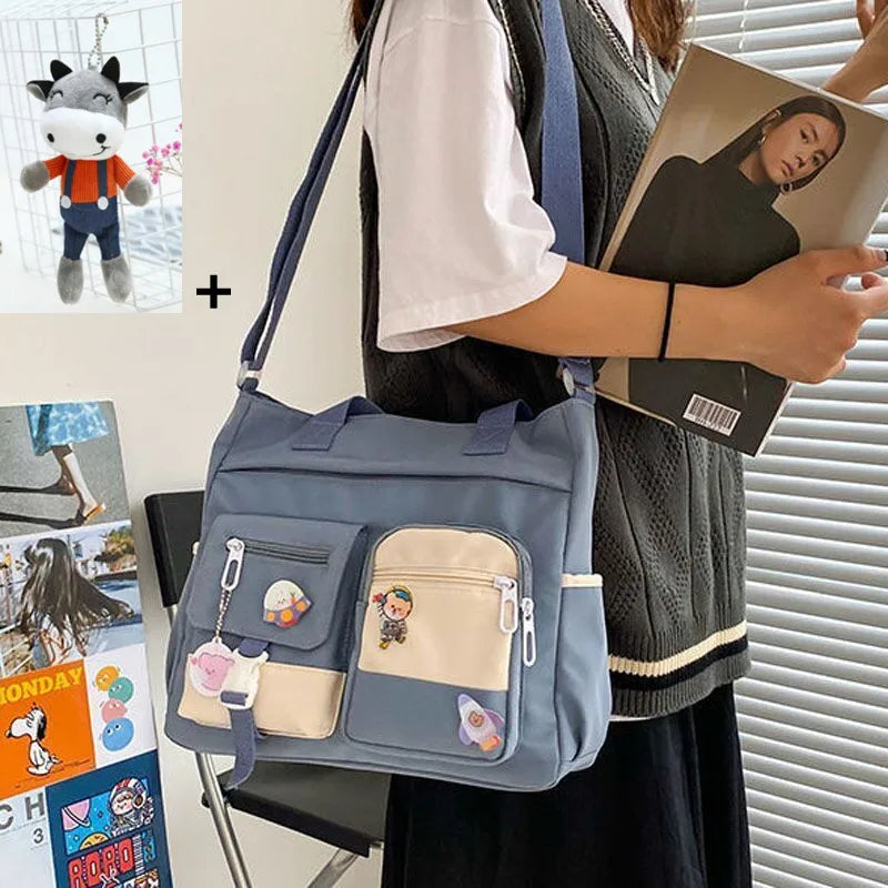 Kawaii Nylon Waterproof Satchel 👜✨ | Adorable Japanese Crossbody Messenger Bag for Students & Girls 🎒💖
