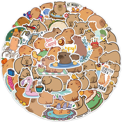 Adorable 50PCS Kawaii Capybara Stickers 🎉 | Perfect for Laptops, Luggage & More! 🐾✨
