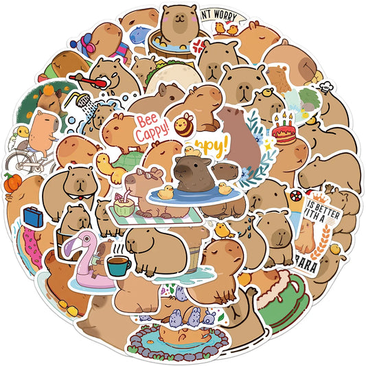 Adorable 50PCS Kawaii Capybara Stickers 🎉 | Perfect for Laptops, Luggage & More! 🐾✨