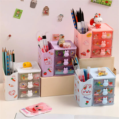 Kawaii Rabbit Desk Organizer 🐰✨ – Cute Multifunctional Drawer & Pencil Holder for Stylish Study Spaces! 🖍️📚