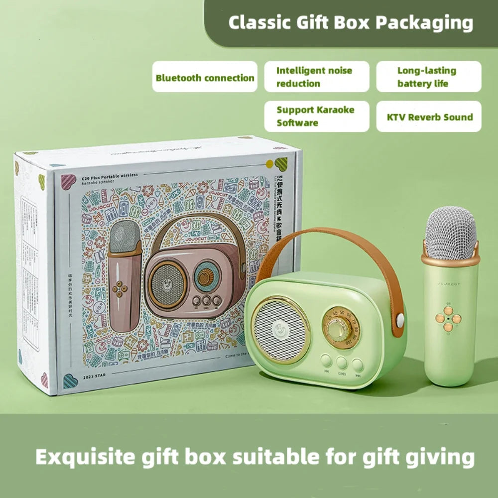 Kawaii Bluetooth Speaker 🎶 with Wireless Microphone 🎤 | Fun Karaoke 🎤 TF Card & FM Play | Perfect for Kids' Birthday Parties 🎉 | HIFI Bass & Handsfree Calling 💖