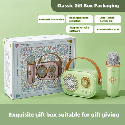 Kawaii Bluetooth Speaker 🎶 with Wireless Microphone 🎤 | Fun Karaoke 🎤 TF Card & FM Play | Perfect for Kids' Birthday Parties 🎉 | HIFI Bass & Handsfree Calling 💖