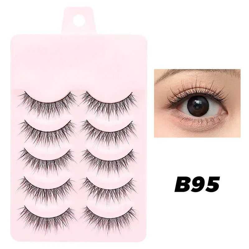 Pastel Little Devil Anime Lashes 5 Pairs Clear Band Full Strip For Natural Daily Manga Style Eyelashes 😈👁️✨