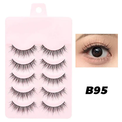 Pastel Little Devil Anime Lashes 5 Pairs Clear Band Full Strip For Natural Daily Manga Style Eyelashes 😈👁️✨