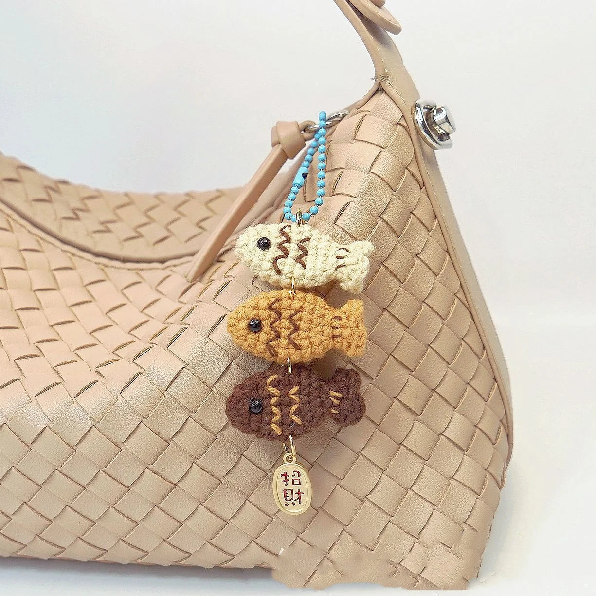 Handmade Cat Fish Keychain Crochet Doll Pendant Cute Bag Accessory 🐾🎀