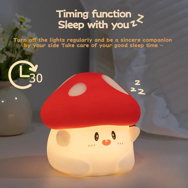Adorable Kawaii Mushroom LED Night Light 🌙✨ - Cute Rechargeable USB Table Lamp for Nursery & Kids' Rooms 🎉🎁