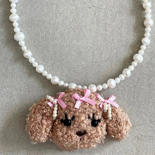 ✨ Cute Doggo Bow Choker with Pearl Charms 🐾 - Trendy Pendant for Playful Fashionistas! 🐶💖