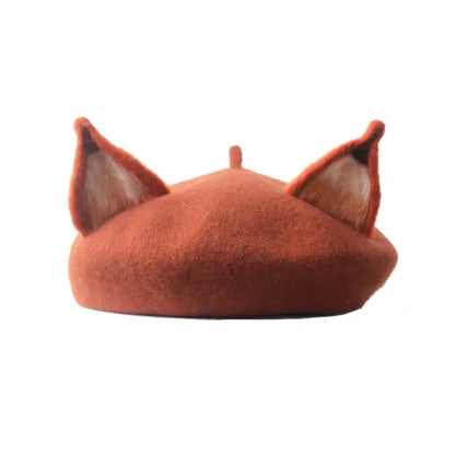 Elk Horn Deer Antlers Fox Ear Family Beret Hat Wool Felt For Kids And Women 🦊🦌