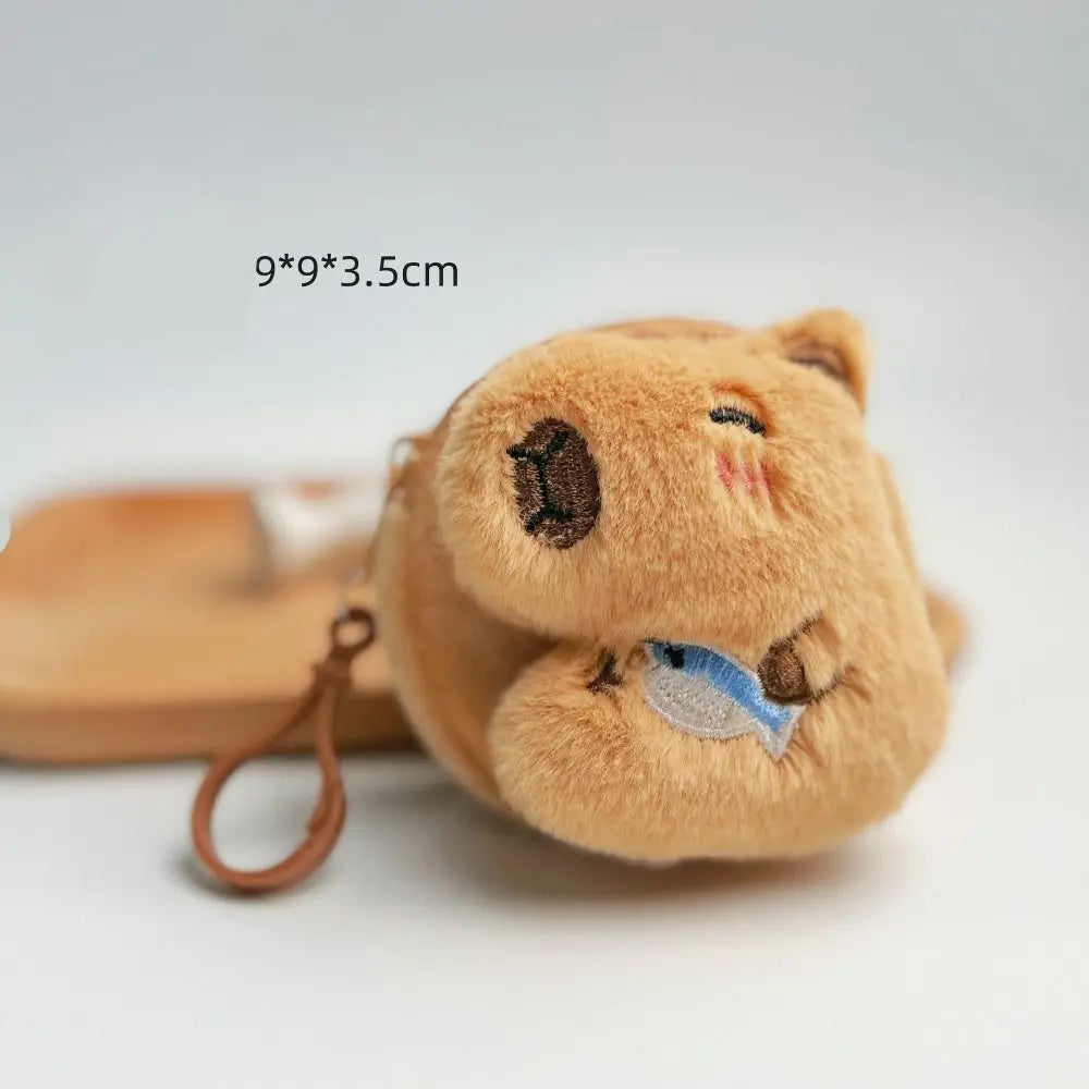 Kawaii Capybara Plush Coin Purse 🐾✨ Cute Cartoon Round Bag for Headphones & More! 🎀