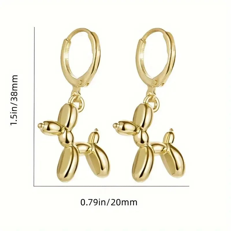 🐾 Adorable Balloon Dog Hoop Earrings 🎈 - Cute Cartoon Jewelry for Trendy Women! 🐶✨