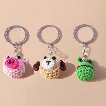 Playful Handmade Knitted Pig Dog Keyrings for Gifts 🐷🐶