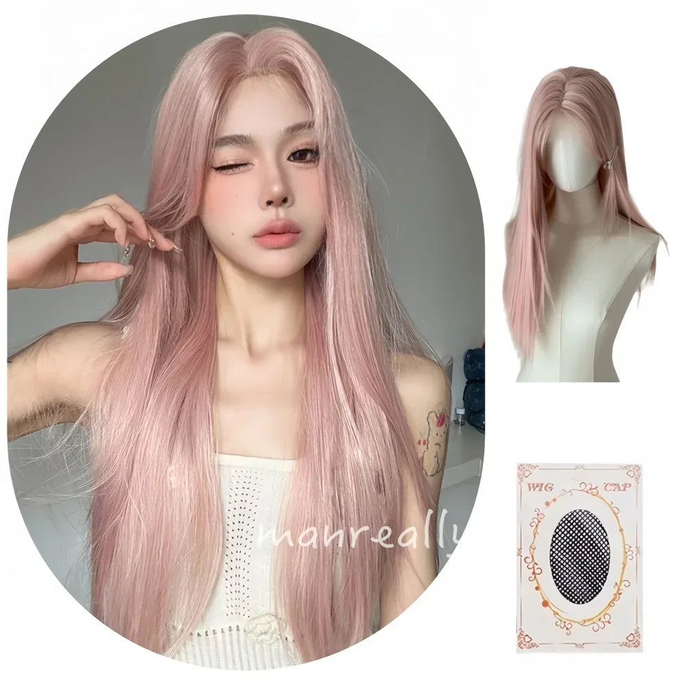 Kawaii Pink Wavy Wig 🌸✨ | Dreamy Synthetic Cosplay Hair for School & Daily Fun! 🎀