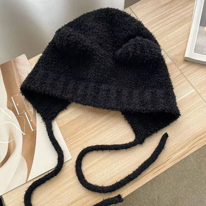 Kawaii Bear Earmuff Hat 🐻❄️ | Adorable Knit Winter Beanie for Women | Cozy & Stylish Cold Weather Headgear