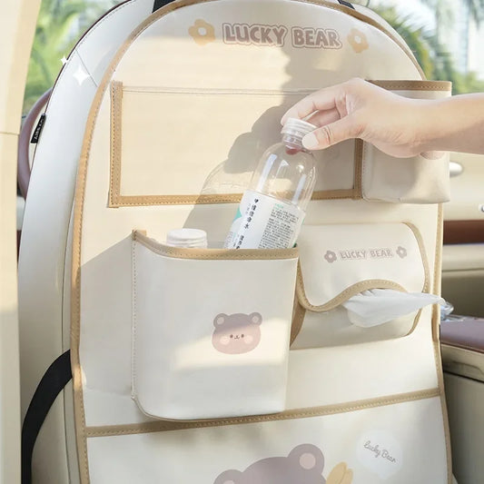 Adorable Kawaii Car Seat Storage Bag 🐻🐰 - Multifunctional Anti-Dirty Backseat Organizer for a Mess-Free Ride! 🚗✨