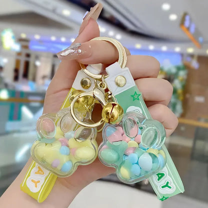 Adorable Cartoon Cat Claw Keychain 🌟✨ Floating Liquid Sand & Couples Pendant for Fun Car & Bag Decor! 🐾❤️ - Pixie Quill