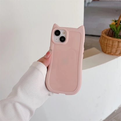 Kawaii Cat Ear Silicone Phone Case for iPhone 15/14/13/12/11 Pro Max 🐾💖 - Cute & Shockproof Cover for Girls!