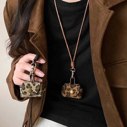 Retro Cute Leather Pendant Necklace With Long Chain For Women Gift 💖