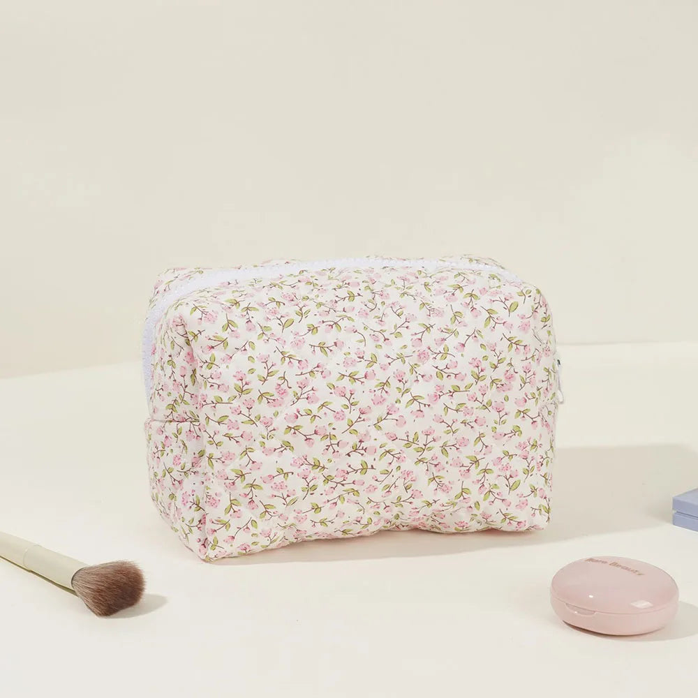 Kawaii Floral Dream 🌸✨ Puffy Makeup Bag - Large Travel Cosmetic Pouch & Accessory! 🌷🌼