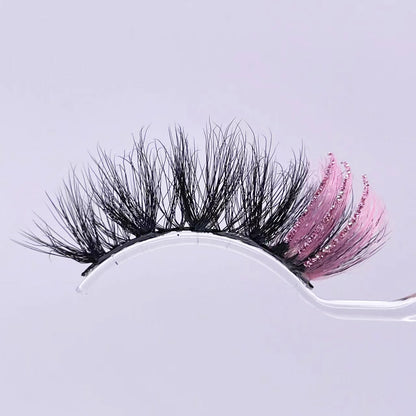 ✨ Kawaii Glitter Ombre 20MM Mink Lashes 🌈 | Dramatic & Colorful Fake Eyelashes 💖