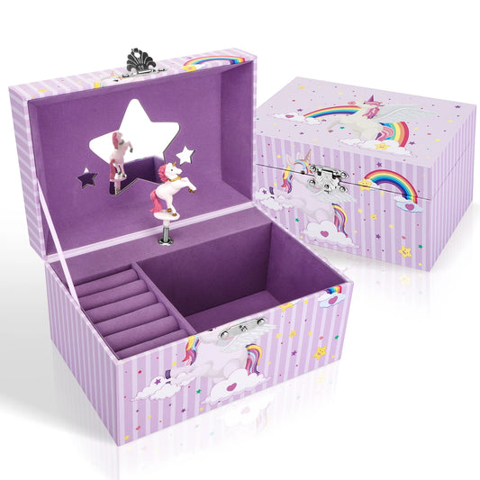 Kawaii Unicorn Music Box 🎀✨ - Adorable Jewelry Storage for Girls 🦄💖 | Rotating Ballet Decoration & Perfect Gift for Kids 🎁🎶