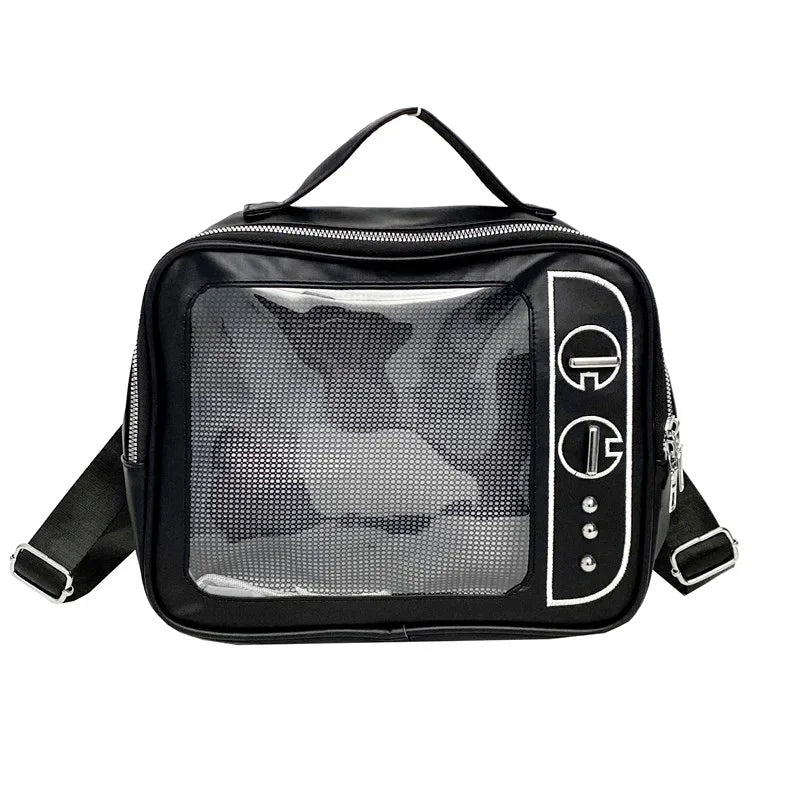 Adorable TV Design Ita Bag Ulzzang Style Crossbody With Transparent Pocket 👜