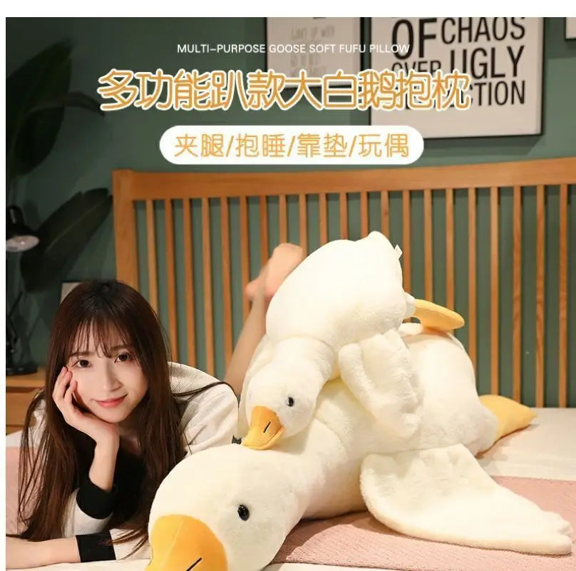 Cuddle Buddy Big White Goose Plush Pillow 🦢✨ Snuggle Up in Softness!