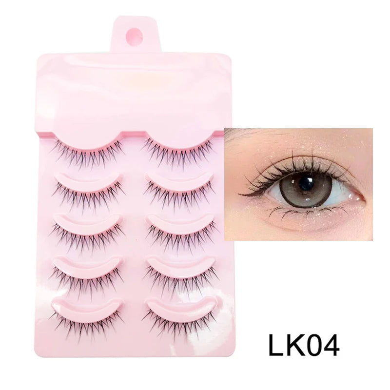 Pastel Little Devil Anime Lashes 5 Pairs Clear Band Full Strip For Natural Daily Manga Style Eyelashes 😈👁️✨