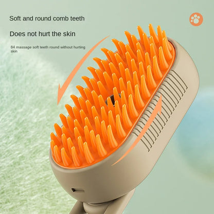 Cuddle & Care ✨✨ Steamy Fur Brush 🐾💖 - 3-in-1 Grooming & Massage Tool for Furry Friends!
